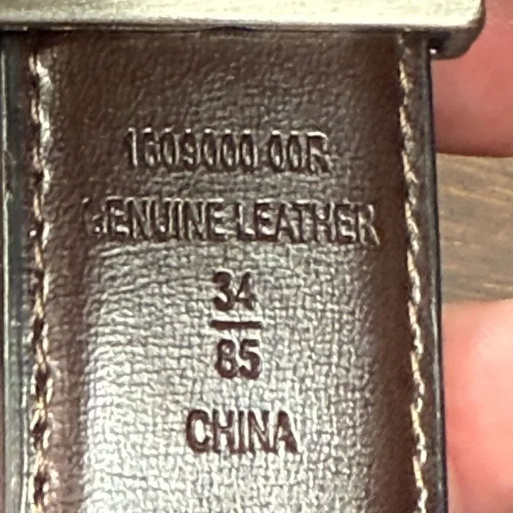 Men’s  Belt reversible black brown leather size 34 silver